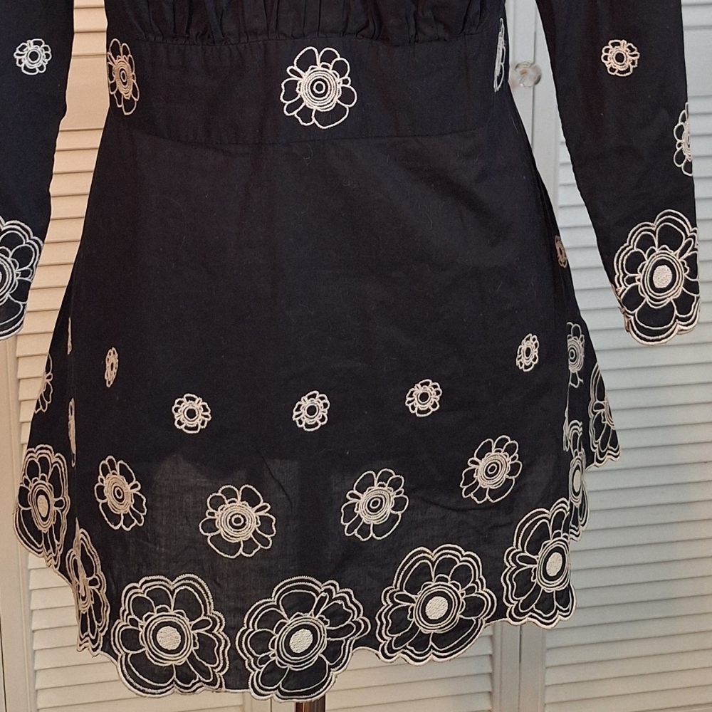 Venezia Black and Cream Floral Tunic top 14/16 *A1 - Picture 4 of 6